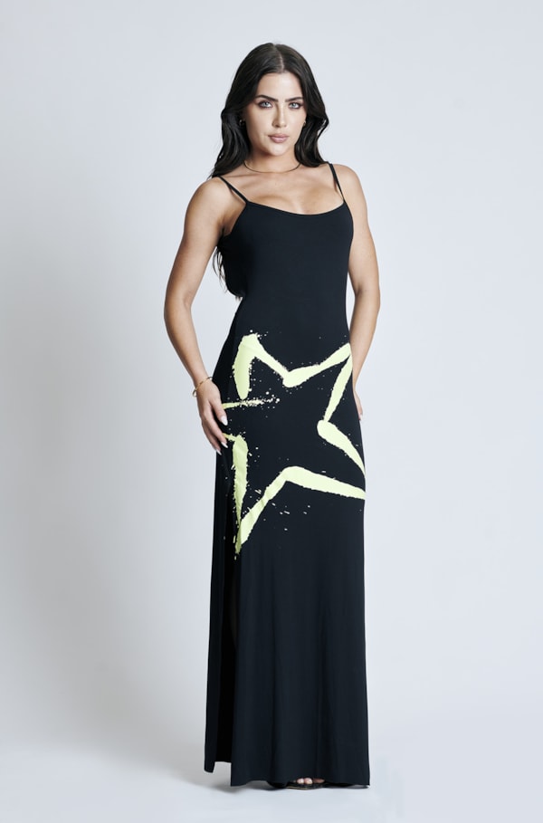 Vestido Regata Longo Jade Jade Star  Preto